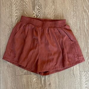 Women's High Waist Rust Shorts